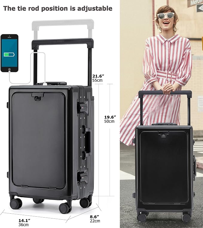 feilario 20" Aluminium Frame Hardside PC Carry on Luggage - Image 3
