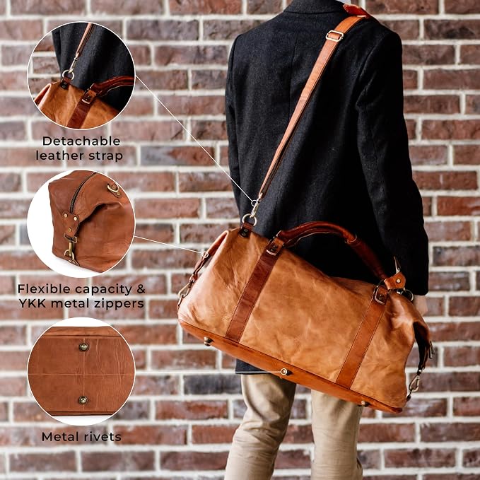 Berliner Bags Vintage Leather Duffle Bag München - Image 5