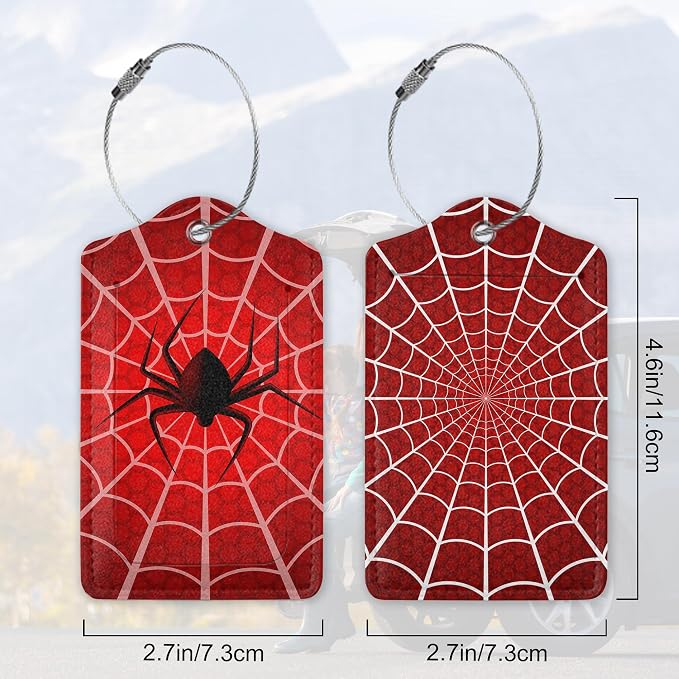 2 Pack Luggage Tags with Spider On Spider Web - Image 2