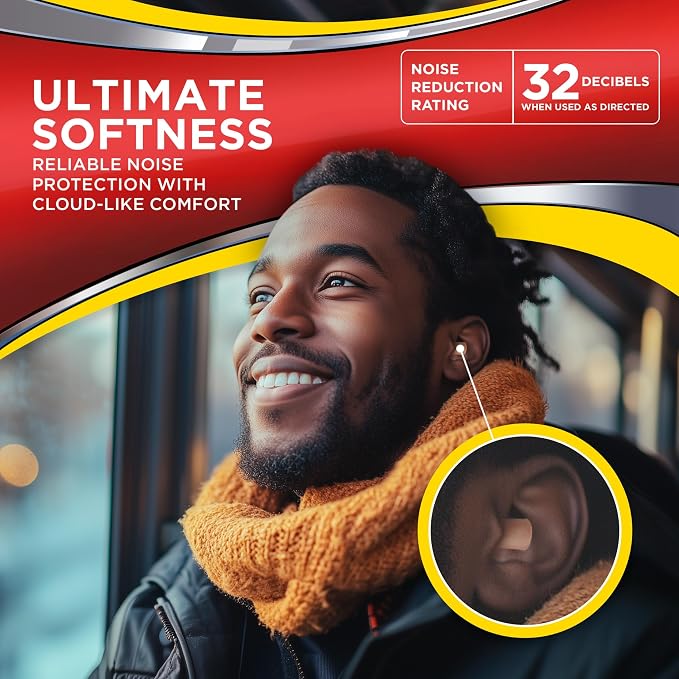 HEAROS Ultimate Softness Foam Disposable Earplugs, NRR 32, 100 Pair, PU Foam - Image 3