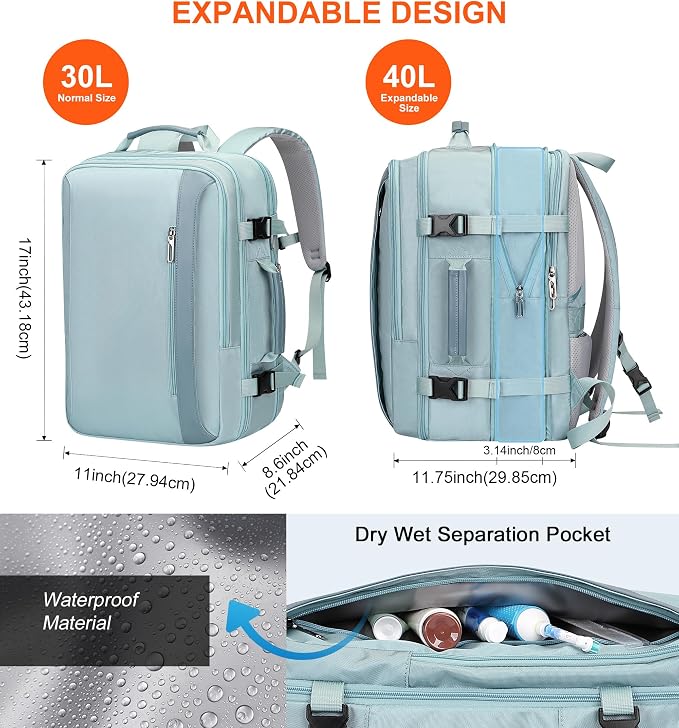 PIJUSHI Travel Backpack for Women Expandable Carry on Luggage Backpack Airline - Image 2