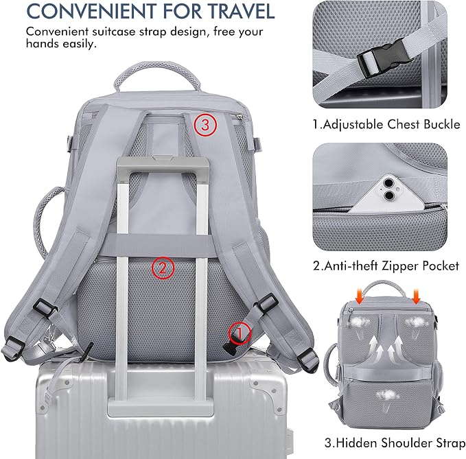 Beraliy Large Travel Backpack, Ailrline Approved Personal Item Bag, 17.3 Inch - Image 7