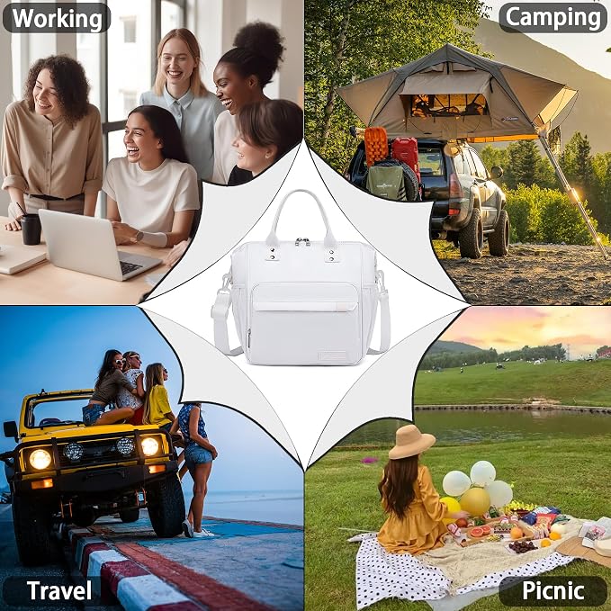 TuErCao White Lunch Bag Fits Bento Boxes, Snack and Foods, Cooler Bags - Image 7