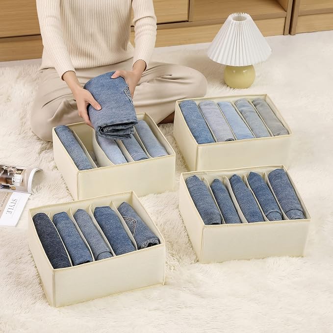 Jeans Drawer Organizers for Clothing, 5 Compartment Wardrobe Storage Box - Image 6