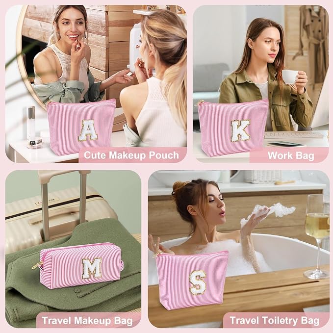 YOOLIFE Initial Cute Pink Makeup Bag Pouch Gift - Image 6