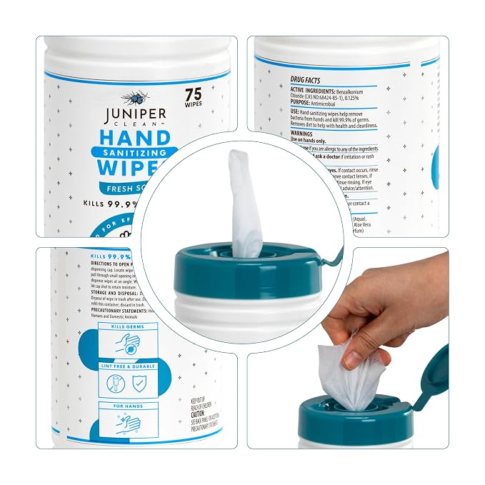 1 Pack Hand Sanitizing Wipes, Alcohol Free 75 Count Canister Disposable Hand - Image 7
