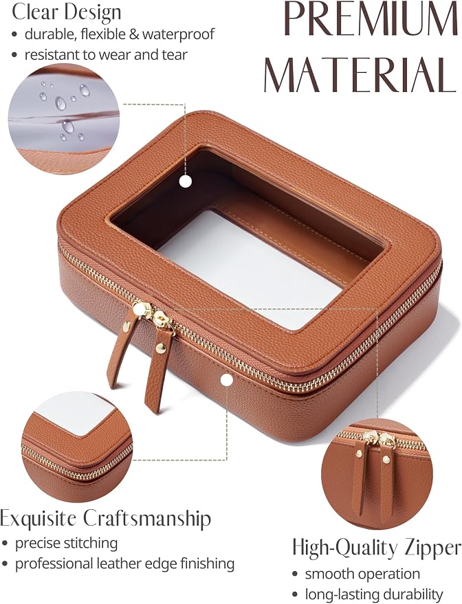 Popvibe Clear Makeup Bag Travel Cosmetic Case Transparent Toiletry Bag - Image 3