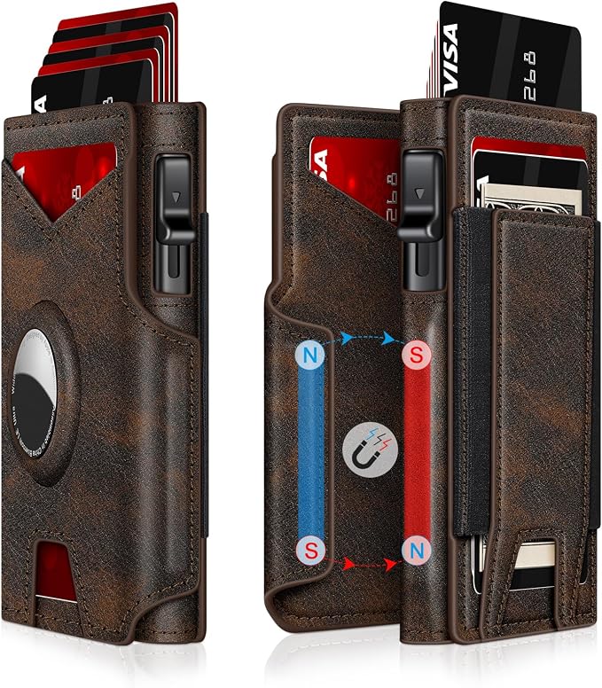 Airtag Wallet for Men, Minimalist Slim Mens Wallet Smart Pop Up Credit Card by IITRRS