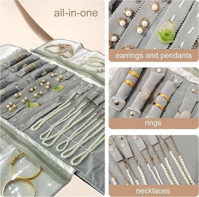 Velvet Travel Jewelry Case Roll Bag Organizer - Image 9