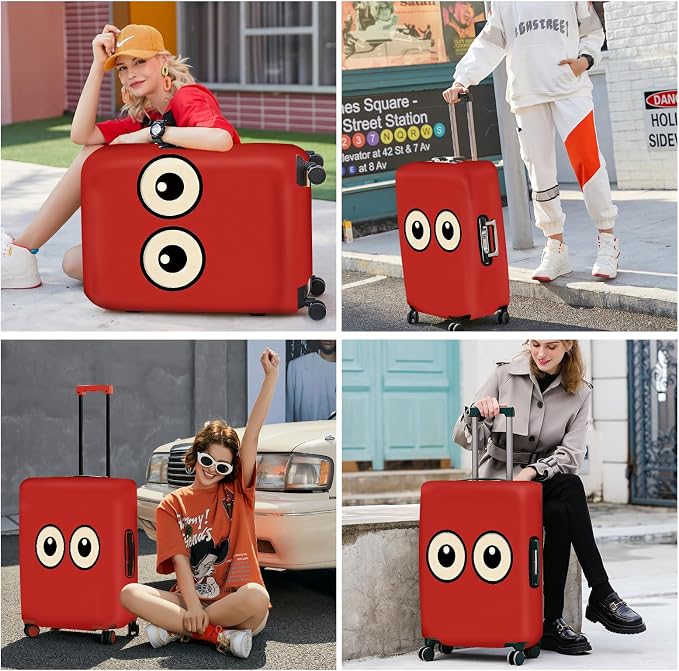 ANNA QUEEN Funny Cartoon Eyes Luggage Cover, Travel Suitcase Cover - Image 2