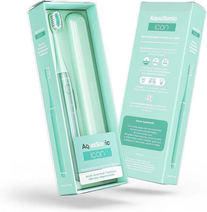 Aquasonic Icon ADA-Accepted Rechargeable Toothbrush | Magnetic Holder & Slim - Image 8