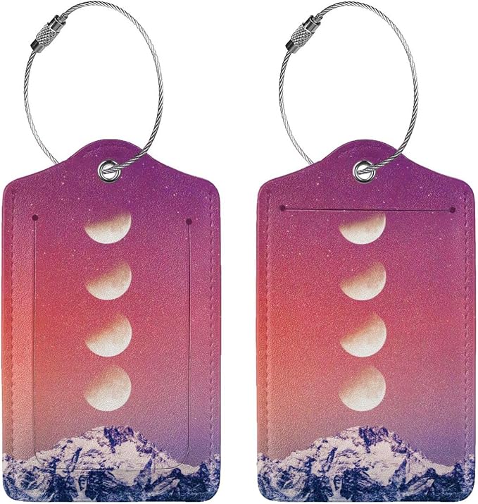 2 Pack Luggage Tag for Suitcase, Cute Unique Leather Suitcase Tags Identifiers by COWDIY