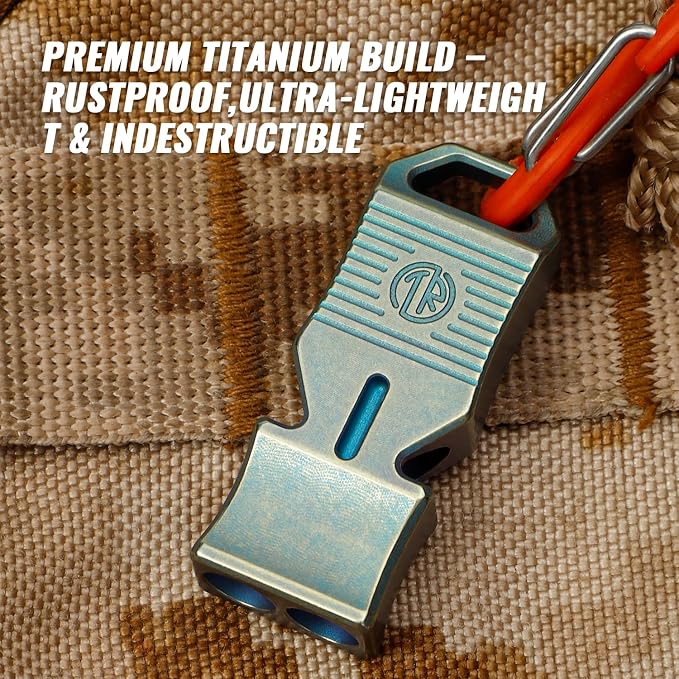 TACRAY Titanium Emergency Survival Whistle, Portable Necklace Whistle, Loud - Image 2