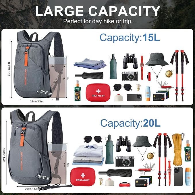 20L Small Hiking Backpack for Men Women Foldable Packable Back Pack Ultralight - Image 5