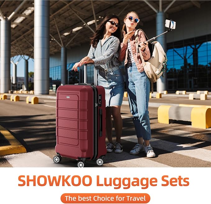 SHOWKOO Luggage Sets Expandable PC+ABS Durable Suitcase Double Wheels TSA Lock - Image 2