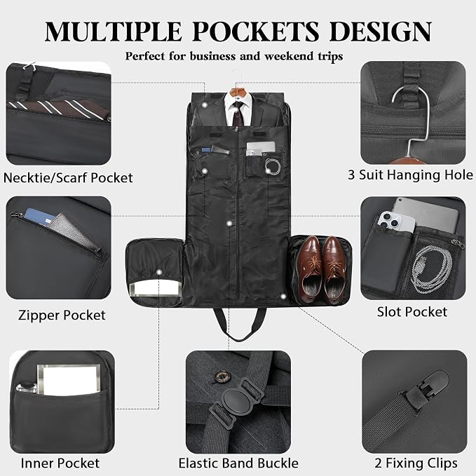 Waxed Canvas Garment Bags for Travel, Convertible Carry On Garment Duffel Bag - Image 2