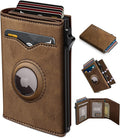 Airtag Wallet for Men, with Cash Pocket 2 ID Window 9-12 Cards, Metal Case by Miyozi