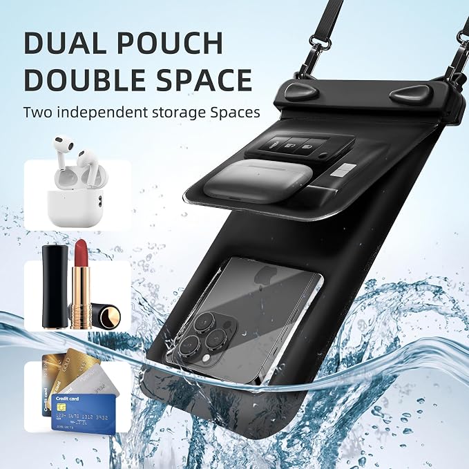 Waterproof Phone Pouch Double Pocket, Floating IPX8 8.5 inch Waterproof Phone - Image 2