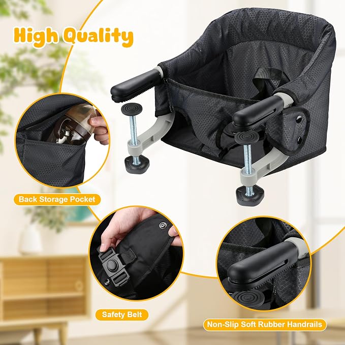 Hook On Chair with Removable Dining Tray, Portable Table High Chair, Folding - Image 7