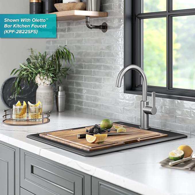 KRAUS Bellucci 18-inch Granite Workstation Drop In Top Mount Single Bowl - Image 5