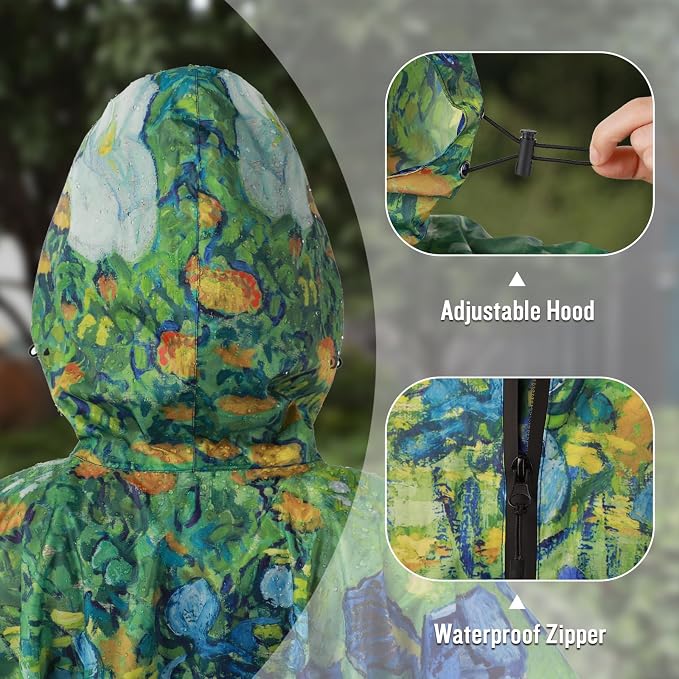 SaphiRose Unisex Rain Poncho Raincoat Hooded - Image 6
