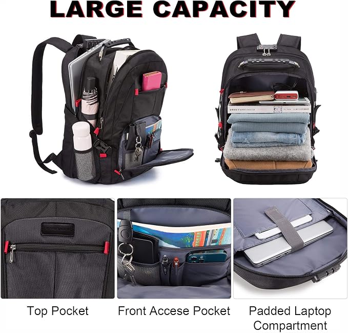 LOVEVOOK Large Backpack for Men 18 inch Heavy Duty Backpack Big Travel Backpack - Image 4