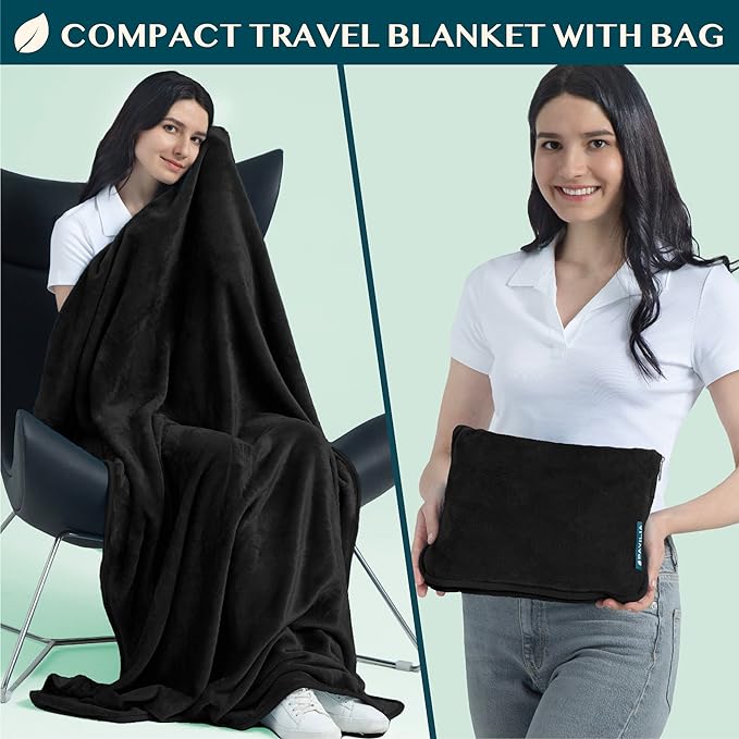 PAVILIA Travel Blanket Pillow, Soft Airplane Blanket 2-in-1 Combo Set, Plane - Image 2