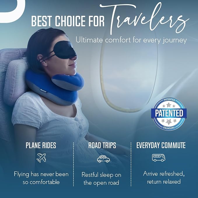 BCOZZY Travel Neck Pillow for Airplane – Patented Double Support for Head - Image 7