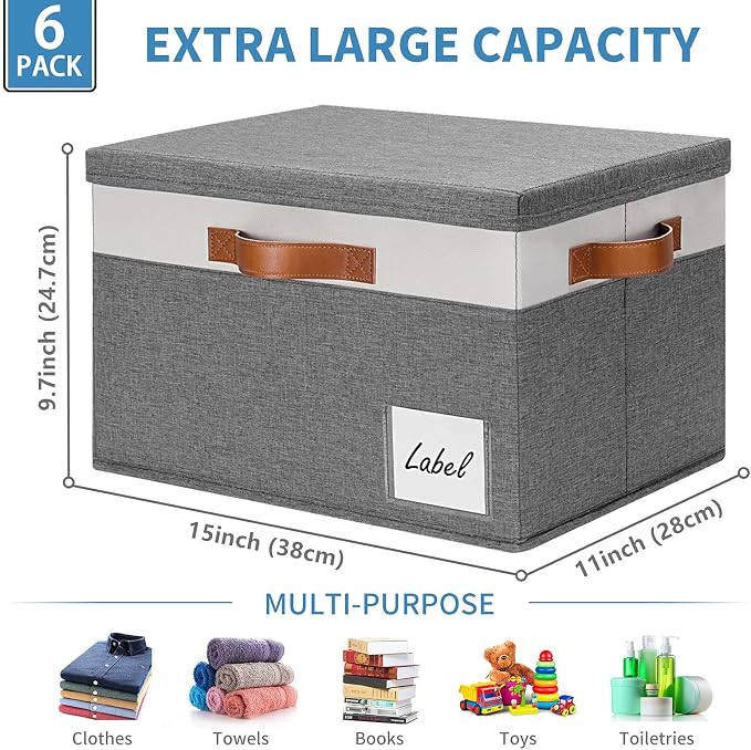 GhvyenntteS 6 Pack Fabric Storage Bins - Image 3