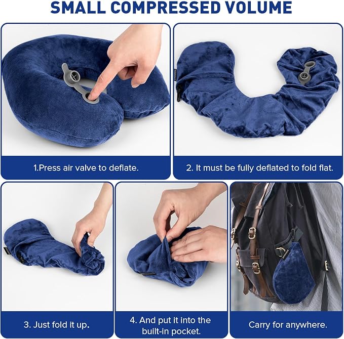 Rewondah Neck Pillows for Travel, Inflatable Travel Pillow, Inflatable Neck - Image 6