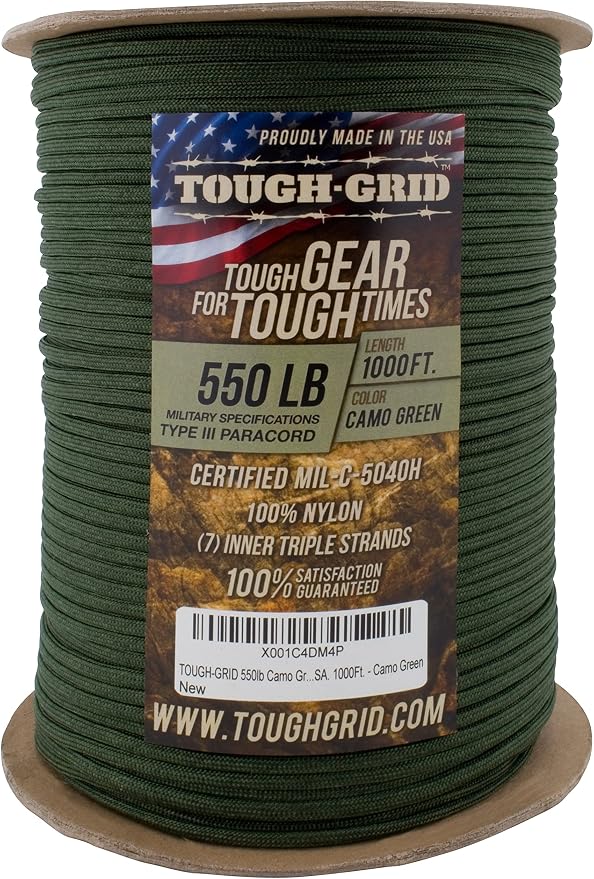 TOUGH-GRID 550 Paracord Rope Nylon Parachute Cord, Made in USA Survival Kit - Image 3