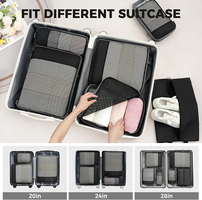 BAGAIL 4 Set/6 Set/8 Set Compression Packing Cubes Travel Accessories - Image 7