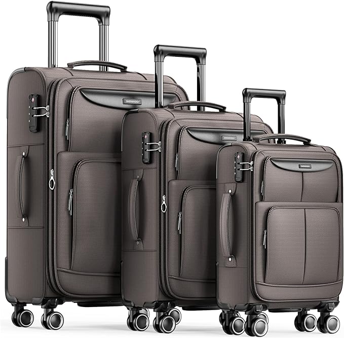 SHOWKOO Luggage Sets 3 Piece Softside Expandable Lightweight Durable Suitcase by SHOWKOO