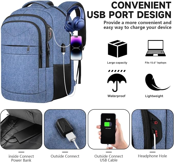 Lapsouno Travel Laptop Backpack, Travel Backpack, TSA Laptop Backpack, 15.6 - Image 4
