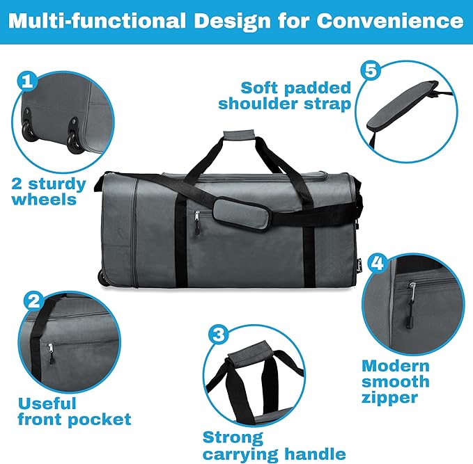 Finnhomy 100L Foldable Rolling Duffel Bag - Image 4