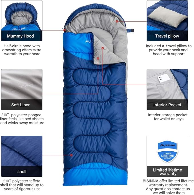 BISINNA Sleeping Bag with Pillow - Image 3