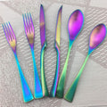 Rainbow Silverware Set, 24-Piece Stainless Steel Flatware Set Service by Uniturcky
