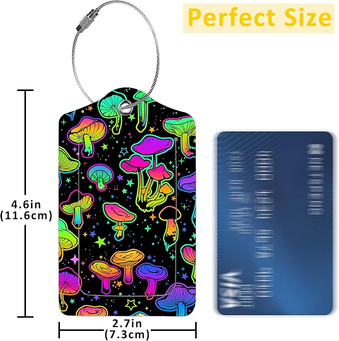 2 Pack Colorful Mushrooms Luggage Tags - Image 2