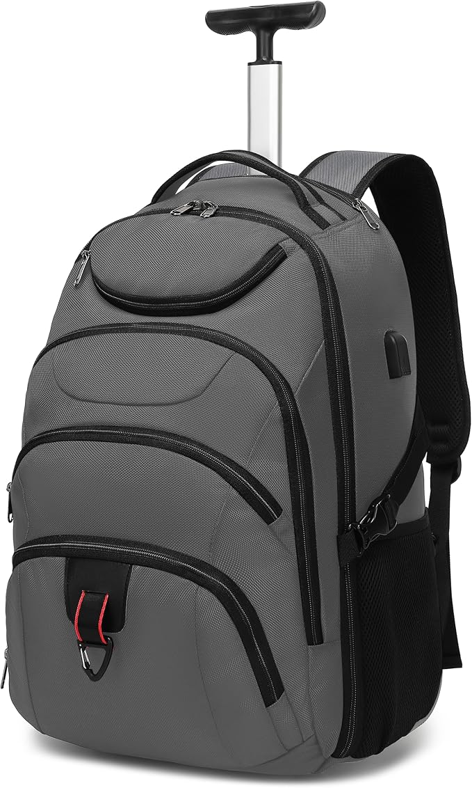 Boavan Rolling Backpack, 17 inch Water Resistant Wheeled Backpack, Carry on by Boavan