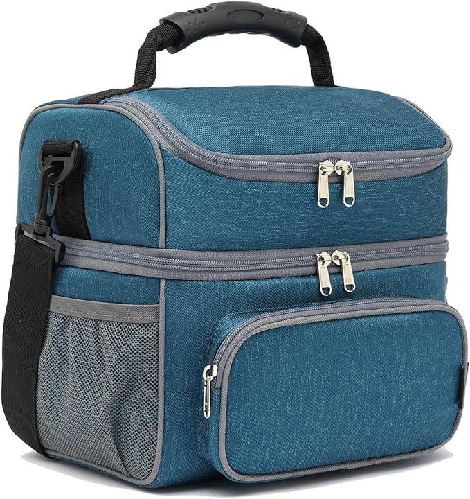 FlowFly Double Layer Cooler Insulated Lunch Bag Adult Lunch Box Large Tote Bag by FlowFly