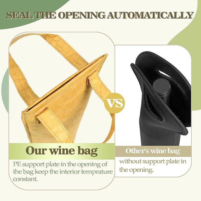 Tirrinia Single Wine Carrier Tote, Insulated Wine Cooler Bag - Image 2