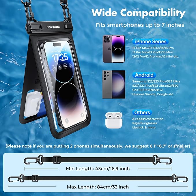 UNBREAKcable IPX8 Waterproof Phone Pouch 2-Pack, Double Space Waterproof Phone - Image 6
