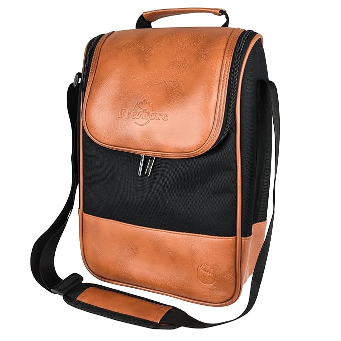 Freshore® Wine Leather Tote Cooler Insulated Bag by Freshore