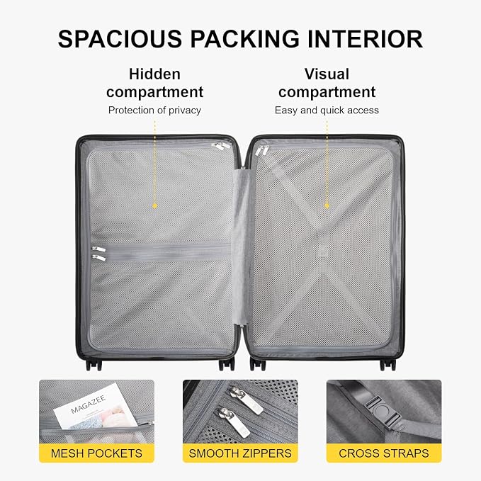 LEVEL8 Large Suitcase with Wheels, Checked Luggage, Lightweight Luminous - Image 7