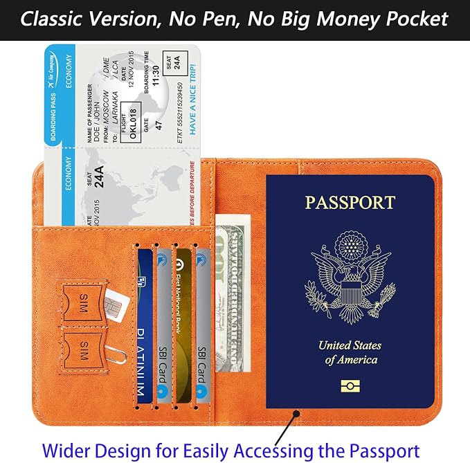 Passport Holder Cover Wallet Travel Essentials RFID Blocking Leather Card Case - Image 3