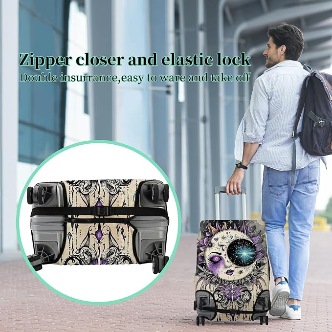 Luggage Cover Suitcase Protector Plus 1 Luggage Tag, Gothic Moon Face Travel - Image 5