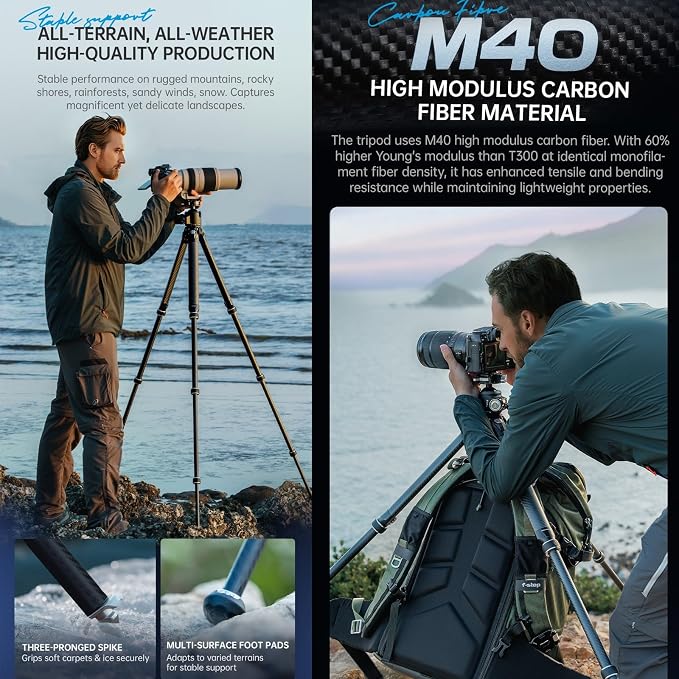 FALCAM TreeRoot F38 Quick Lock Camera Carbon Fiber Travel Tripod Max Payload - Image 6