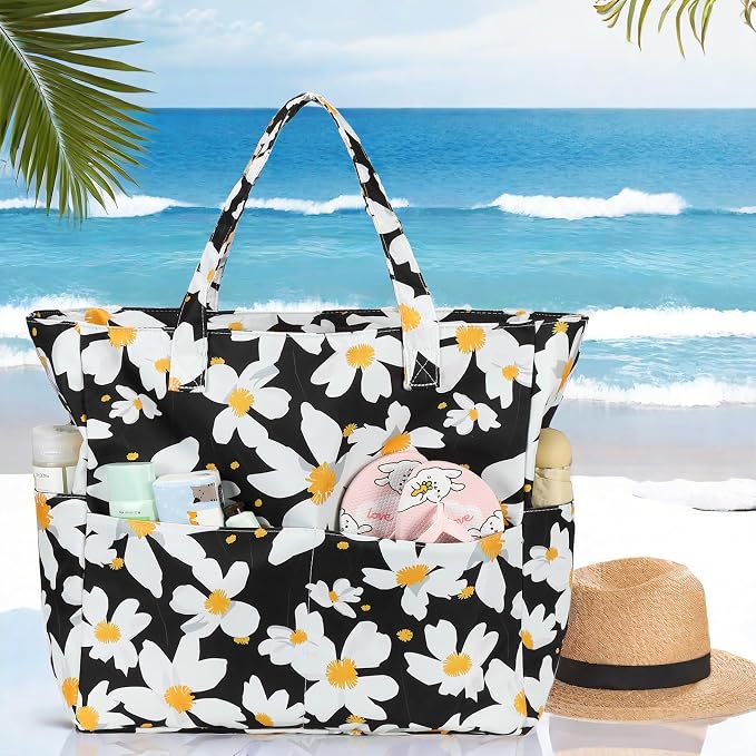 LEDAOU Beach Bag Waterproof Sandproof Women Tote Bag Pool Bag - Image 2