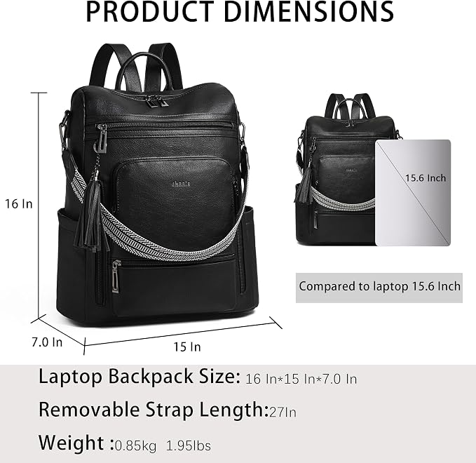 Shrrie Vegan Leather Laptop Backpack - Image 3