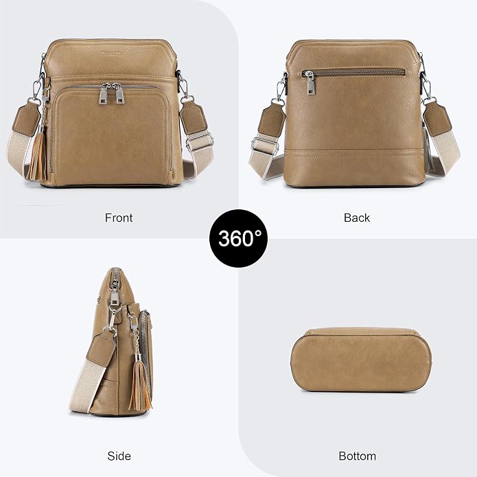 Crossbody Purse for Women, Lightweight Medium Crossbody Bag Soft Leather - Image 3